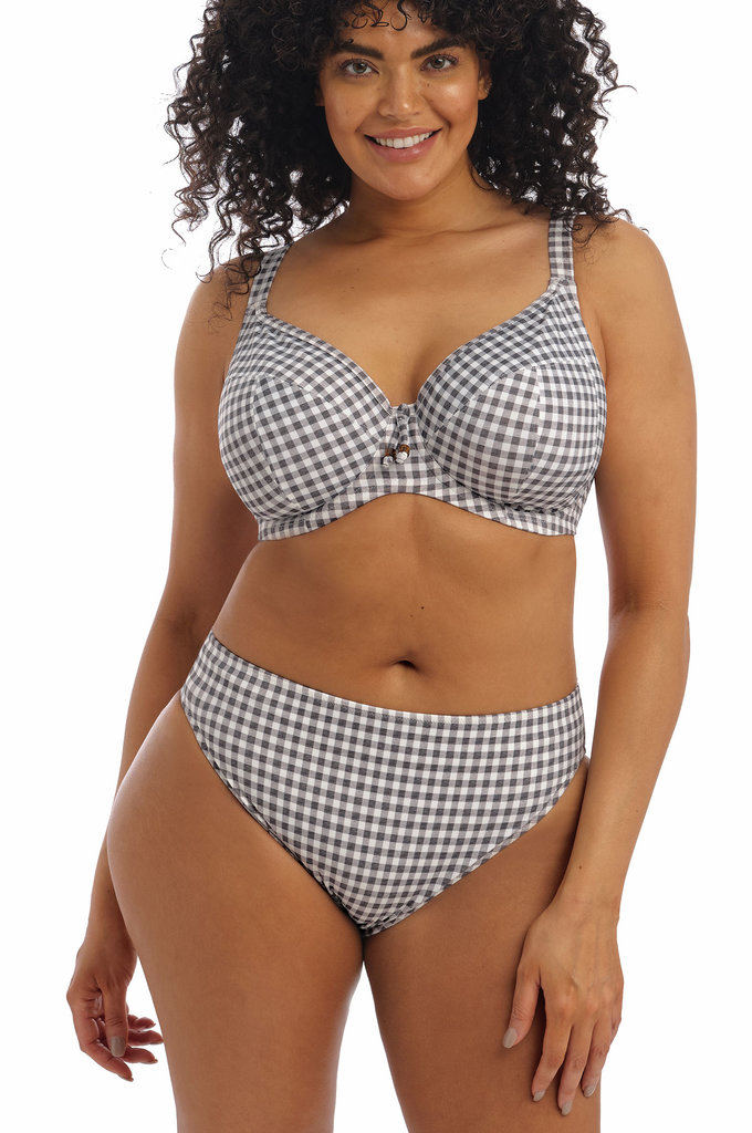 Elomi lingerie  bikinitop met beugel Checkmate kleur grijs mélee met ruitprint