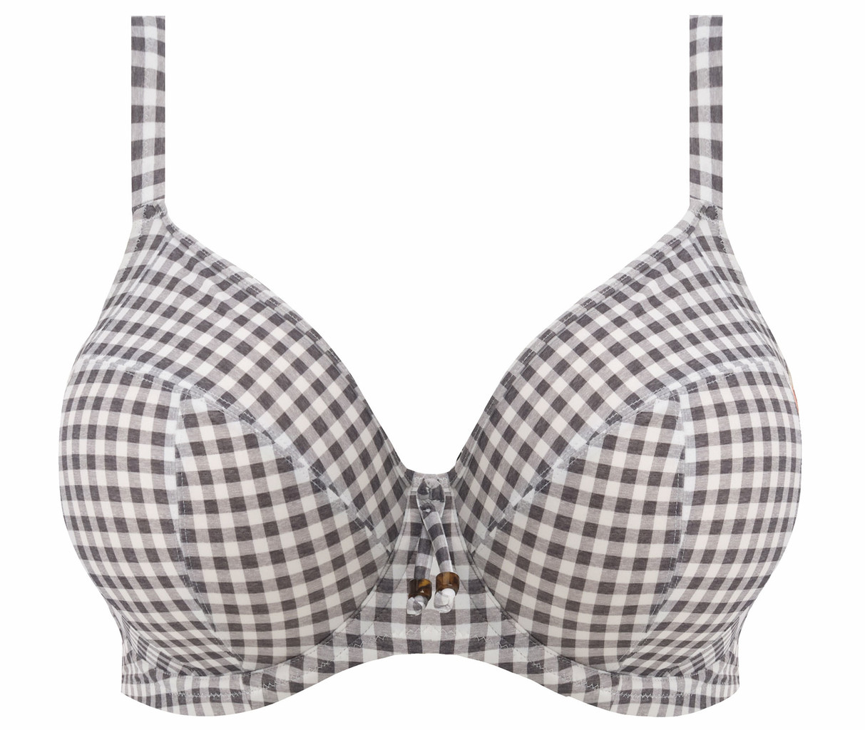 Elomi lingerie  bikinitop met beugel Checkmate kleur grijs mélee met ruitprint