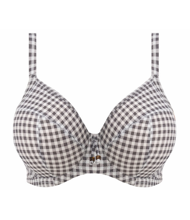 Elomi  Elomi bikinitop met beugel Checkmate kleur grijs mélee met ruitprint