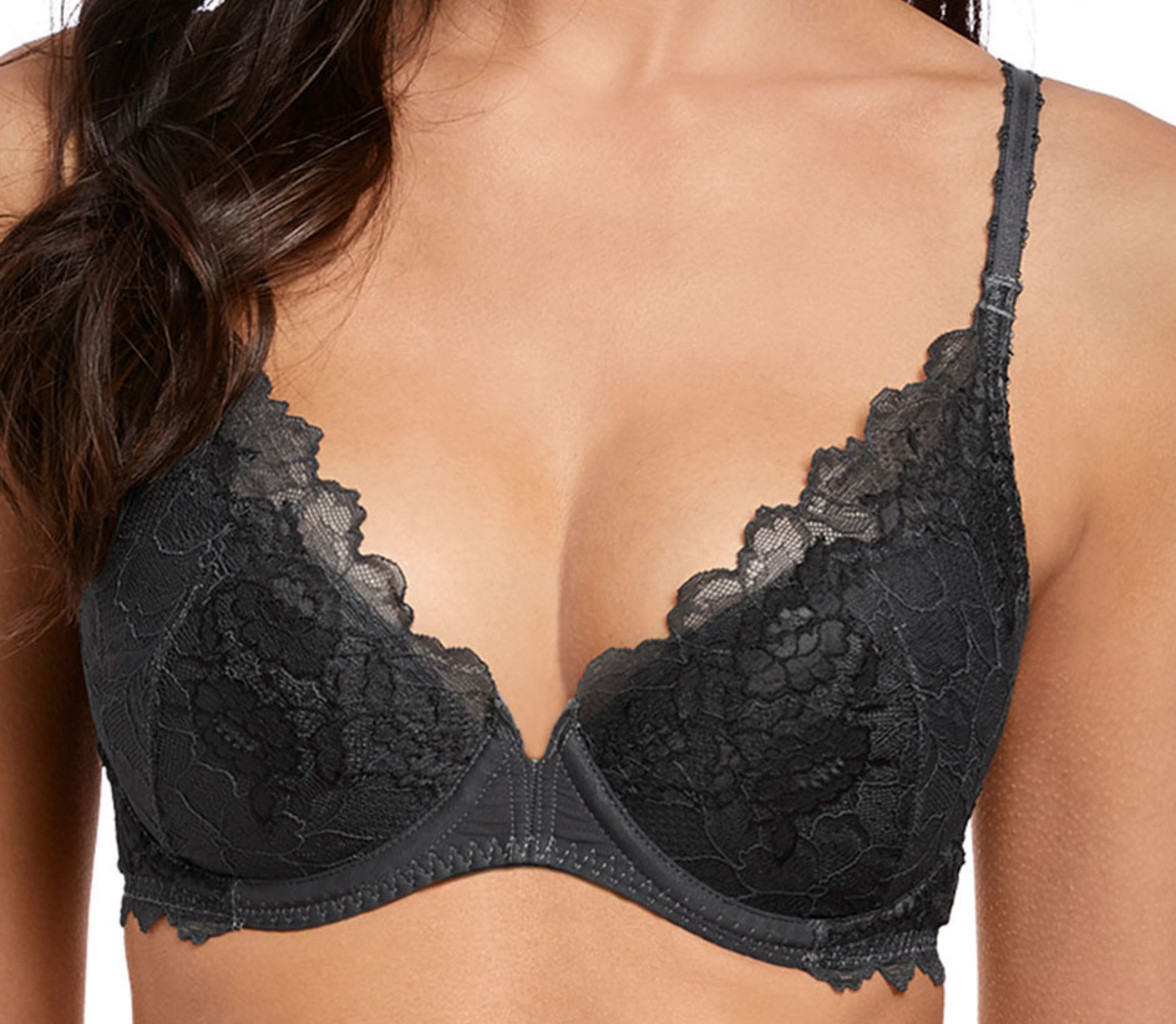 Wacoal Lace Perfection Push Up Bh met beugel & lichtgewicht padding kleur antraciet grijs