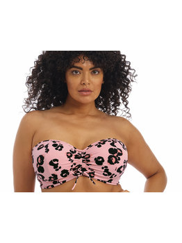 Elomi lingerie  Kambuku Bandeau bikinitop met beugel  kleur pink met luipaardprint