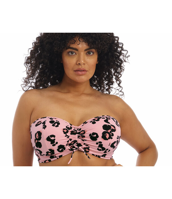 Elomi  Elomi Kambuku Bandeau bikinitop met beugel  kleur pink met luipaardprint