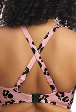 Elomi lingerie  Kambuku Bandeau bikinitop met beugel  kleur pink met luipaardprint