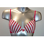 Boobs & Bloomers  Genica microfaser Bh zonder beugel, licht voorgevormd kleur cerise met streepprint kleur wit