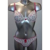 Boobs & Bloomers Havily microfaser Bh zonder beugel & licht voorgevormde cup, met slip de kleur wit met print grijs & pink