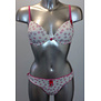 Boobs & Bloomers Havily microfaser Bh zonder beugel & licht voorgevormde cup, met slip de kleur wit met print grijs & pink