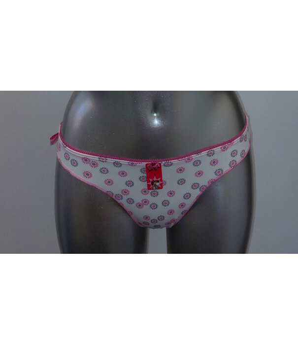 Boobs & Bloomers Boobs & Bloomers Havily microfaser Bh zonder beugel & licht voorgevormde cup, met slip de kleur wit met print grijs & pink