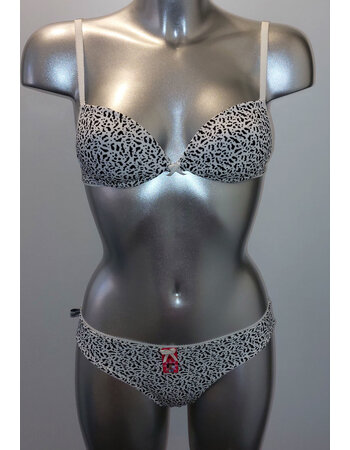 Boobs & Bloomers Lani microfaser Bh zonder beugel,licht voorgevormd & bijpassende slip kleur ivoor met print animal