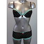 Boobs & Bloomers Junelle Bh zonder beugel,voorgevormd microfaser & boxershort kleur bruin,print dots mintgroen