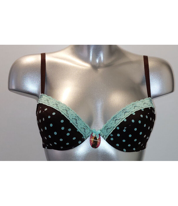 Boobs & Bloomers Boobs & Bloomers Junelle Bh zonder beugel,voorgevormd microfaser & boxershort kleur bruin,print dots mintgroen