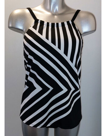 Andalusia proth. tankinitop zonder beugel kleur zwart met wit gestreept