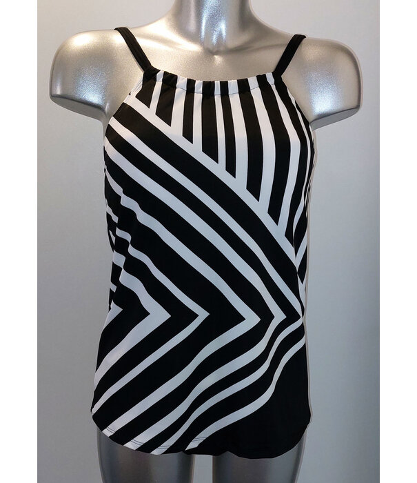 Amoena    Andalusia proth. tankinitop zonder beugel kleur zwart met wit gestreept