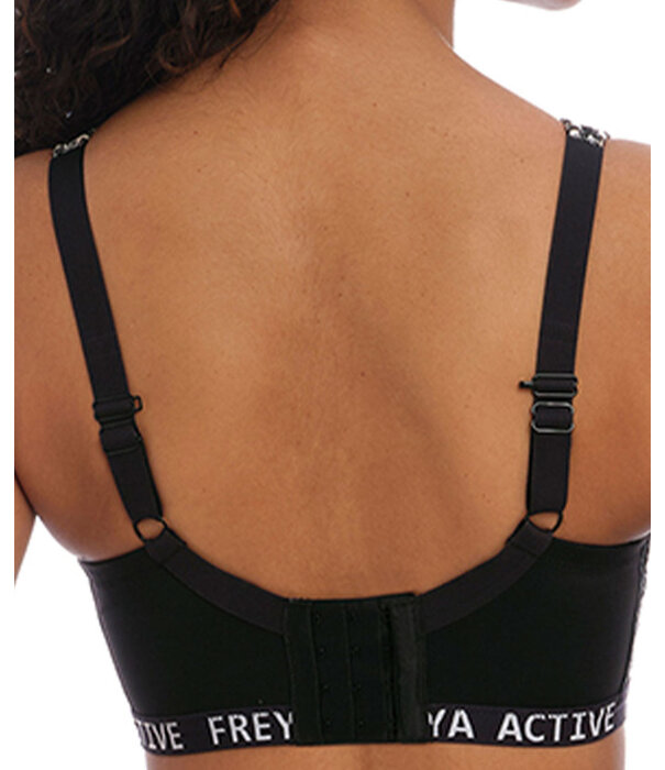 Freya Active Dynamic Sport Bh  kleur zwart met bies print luipaard