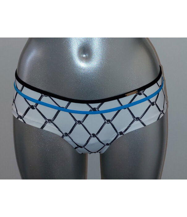 Sapph Sapph Raster heup boxershort kleur wit met bies electricblue mt S