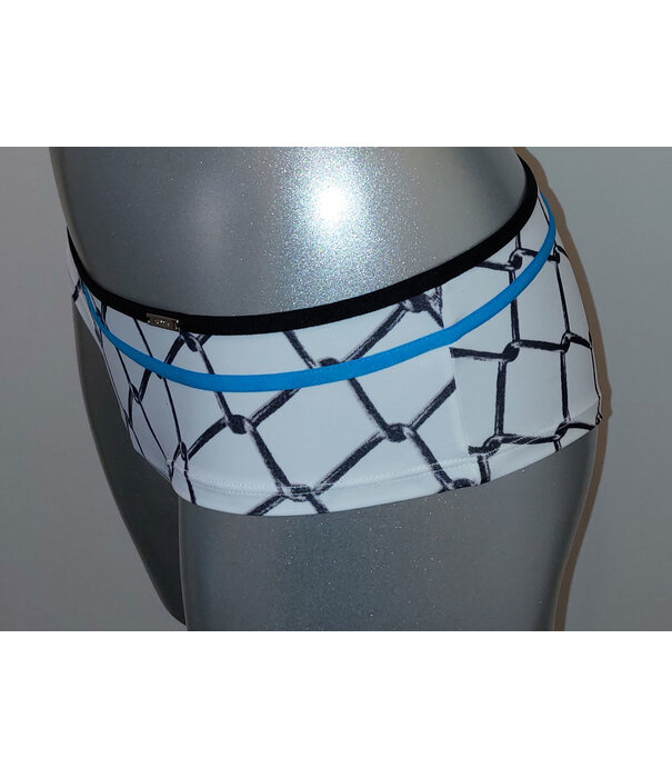 Sapph Sapph Raster heup boxershort kleur wit met bies electricblue mt S