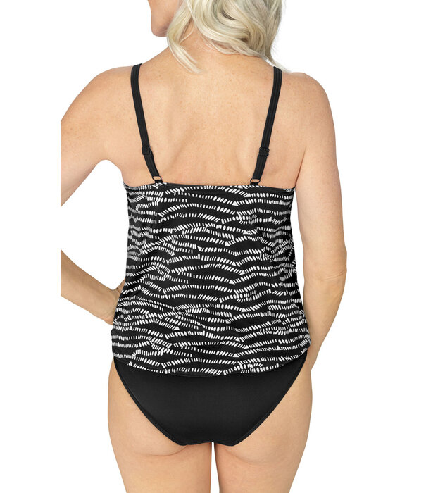 Amoena   Reflection prothese blouson tankinitop zonder beugel kleur zwart met print wit