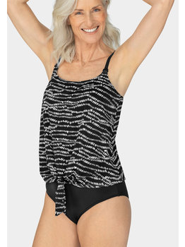 Amoena lingerie Reflection prothese blouson tankinitop zonder beugel kleur zwart met print wit