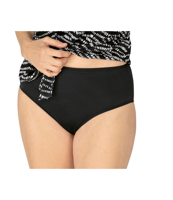 Amoena  Amoena Reflection hoge model bikinislip kleur zwart de maten 48 t/m 54