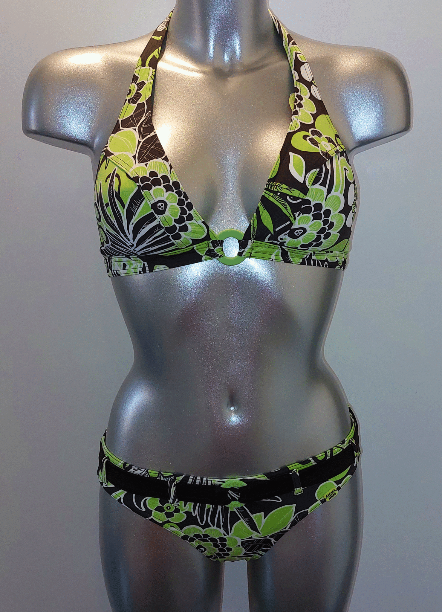 Bananamoonhalter bikinitopzonder beugelbikinislip limegroenbruin