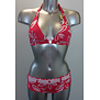 Brenda Vally Halterbikinitop & boxershort de kleur cerise met kleur roze gecombineerd