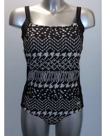 Susa Yofreisy prothese badpak zonder beugel kleur zwart met print wit