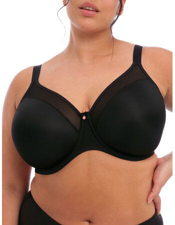Elomi Smooth een gladde naadloze T-shirt bh met beugel kleur zwart