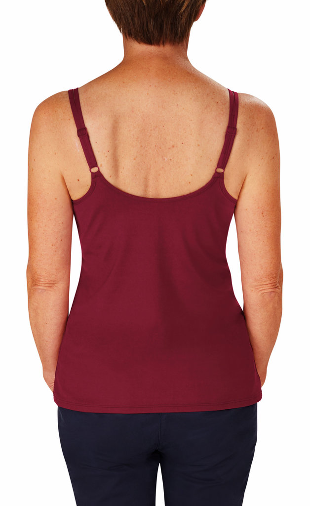 Amoena  Amoena Valletta top Tibetan Red – zachte TENCEL™ Modal prothese top zonder beugel – €5 korting vanaf €39,95 en €15 korting vanaf €99,95