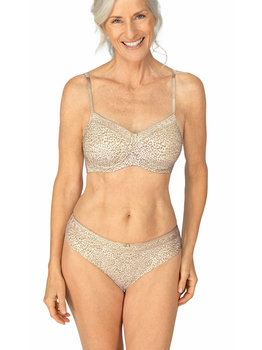 Amoena  Bliss proth. Bh zonder beugel, licht voorgevormde cups kleur ivoor met animalprint gecombineerd