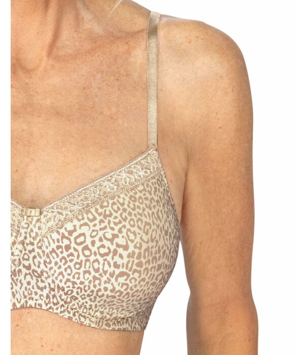 Amoena   Bliss proth. Bh zonder beugel, licht voorgevormde cups kleur ivoor met animalprint gecombineerd