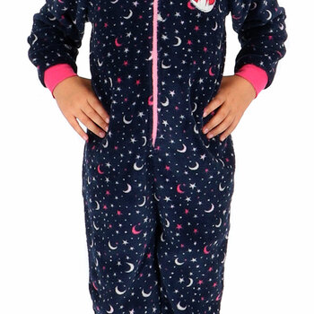 K3  Onesie voor meisjes kleur antracietgrijs met print ster & maan in zachte fleece stof