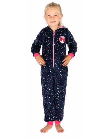 K3  Onesie voor meisjes kleur antracietgrijs met print ster & maan in zachte fleece stof