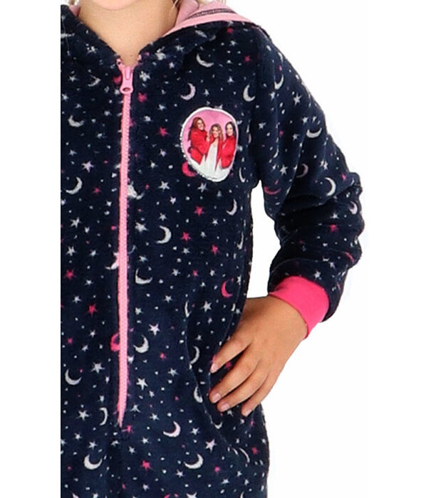 Studio 100 K3  Onesie voor meisjes kleur antracietgrijs met print ster & maan in zachte fleece stof