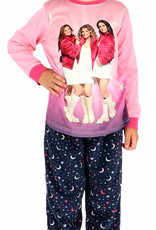 Studio 100 K3 Meisjes pyjama  jasje kleur roze velours & broek antracietgrijs met print fleecestof