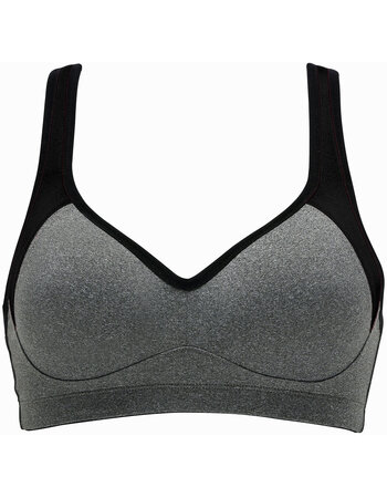 Sport Bh zonder beugel & voorgevormde cup kleur grijs met bies zwart, mt C90 of D85
