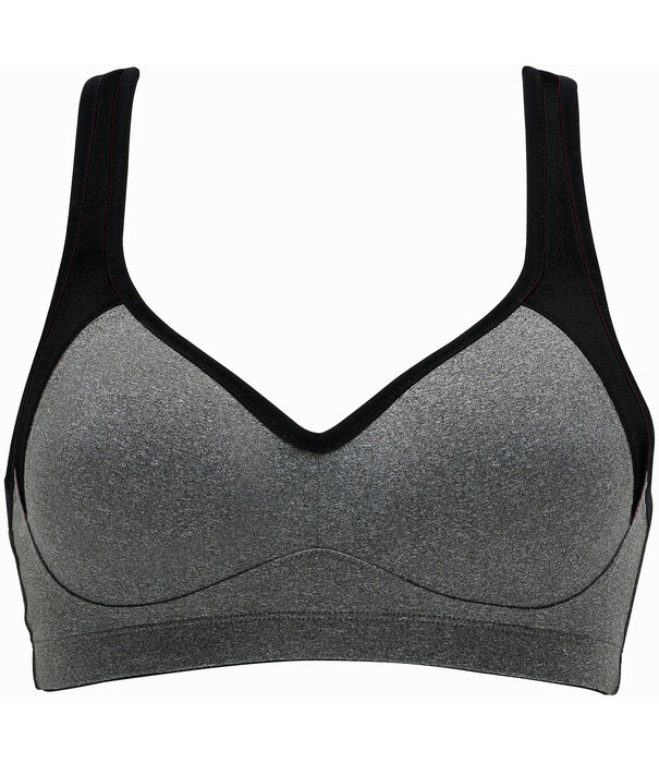 Naturana Sport Bh zonder beugel & voorgevormde cup kleur grijs met bies zwart, mt C90 of D85