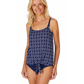 Amoena Asian Garden prothese tankinitop zonder beugel en licht voorgevormd – marineblauw met witte print