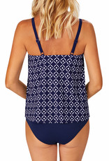 Amoena  Amoena Asian Garden hooggesloten prothese tankinitop zonder beugel, licht voorgevormd – kleur marineblauw met witte print