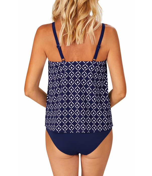Amoena  Amoena Asian Garden hooggesloten prothese tankinitop zonder beugel, licht voorgevormd – kleur marineblauw met witte print