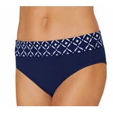 Amoena Asian Garden bikinislip met brede omslag – marineblauw met witte Asian print