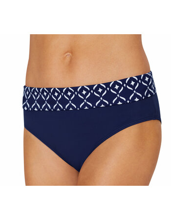 Amoena Asian Garden bikinislip met brede omslag – marineblauw/wit
