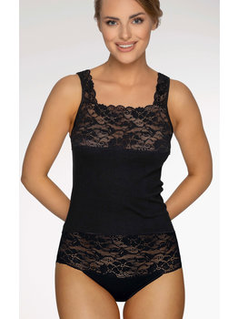 Nina von C Nina von C katoenen top met kant – geschikt voor prothese‑draagsters – zwart (38–50)