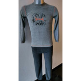 badstof jongenspyjama Finn jasje lichtgrijs & broek antraciet kleur