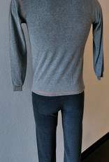 Lunatex badstof jongenspyjama Finn jasje lichtgrijs & broek antraciet kleur