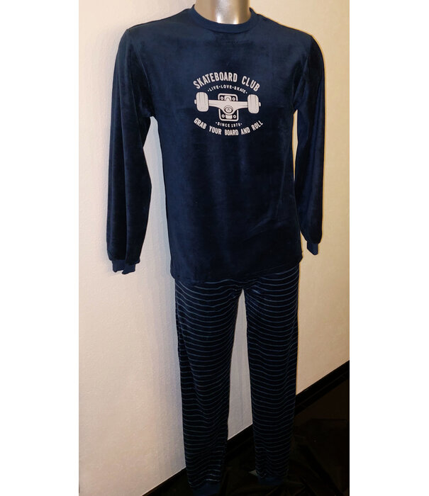 Lunatex Lunatex  Victorino jongens velours pyjama kleur marineblauw mt 152