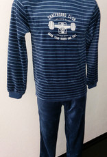Lunatex  Victor velours jongenspyjama kleur marineblauw