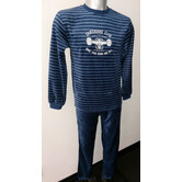Outfitter  Victor velours jongenspyjama kleur marineblauw