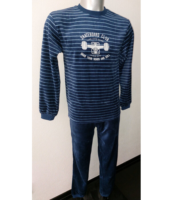 Lunatex Outfitter  Victor velours jongenspyjama kleur marineblauw