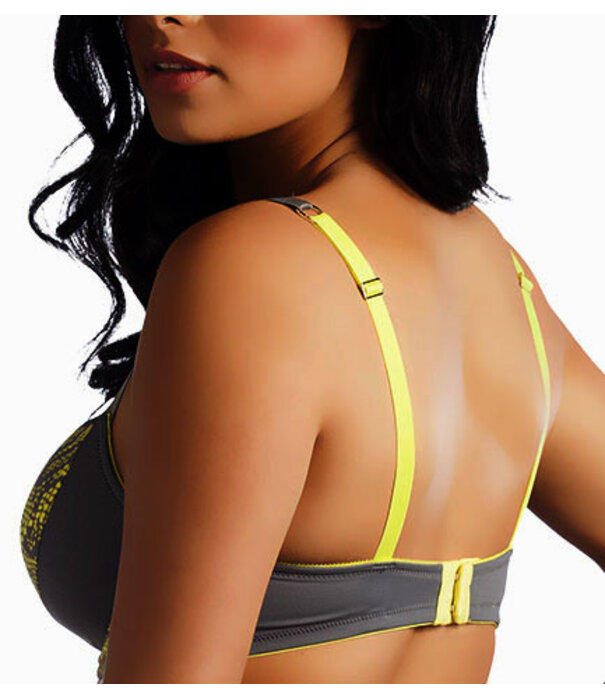 Sapph Sapph Cobra Bh met lichte voorvorm kleur grijs met lime snake print
