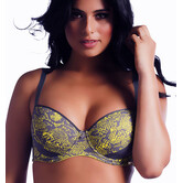 Sapph Cobra Bh met lichte voorvorm kleur grijs met lime snake print