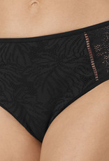 Palma bikinislip kleur zwart met borduursel gecombineerd